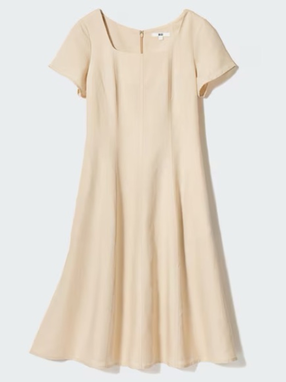 Uniqlo Linen-blend Square Neck Dress in Beige